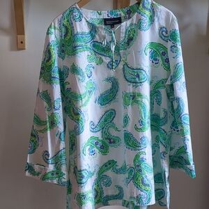 Paisley Green and Blue Women's Top XL